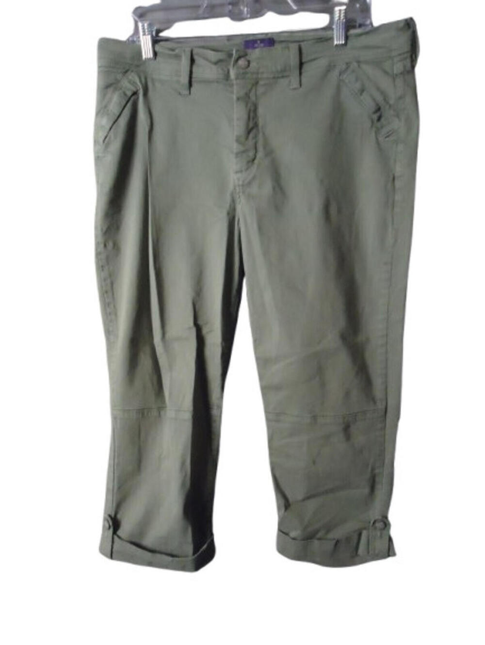 NYDJ Not Your Daughters Jeans Cropped Cuffed Capri  Size 14 Army Green